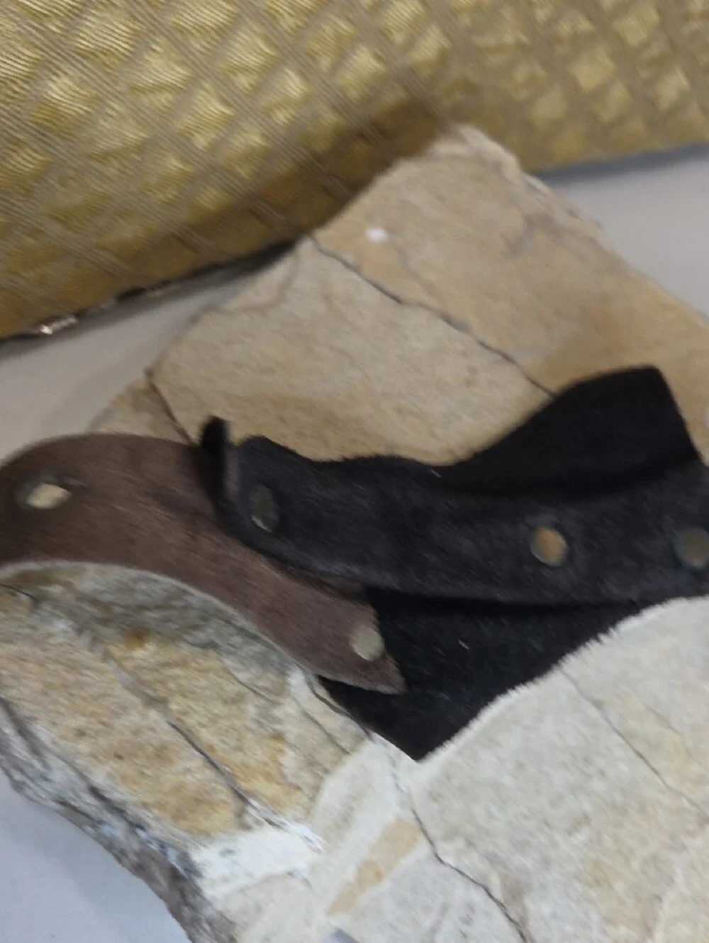 Dark Brown Black Leather Snap Cuff Bracelet Artisan Made